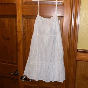 White cotton eyelet dress